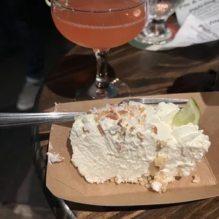 Pie and cocktail event - key lime and coconut cream pie with rum cocktail