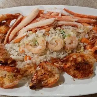 Dinner Special: Shrimp Fried Rice base with Snow Crab and Shrimp Scampi