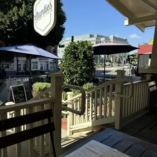 View from porch table seating