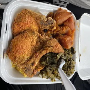 chicken and vegetables in a styrofoam container