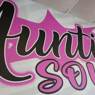 a sign for aunties soul food