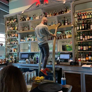 a man on a ladder