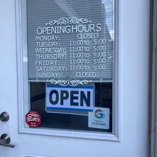 Her new hours is 10:30am-4:00pm and opens M-F. She hasn&apos;t changed her sign on the door.