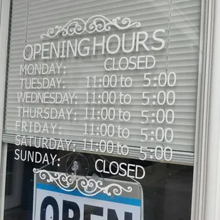 Not the correct Hours of Operation. Currently, open Monday to Friday from 10am to 4pm.