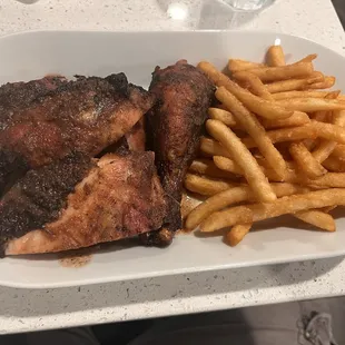 The jerk chicken and fries appetizer!