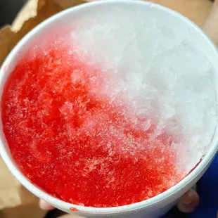 Strawberry and coconut shave ice