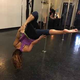 Suspension aerial yoga with hammock