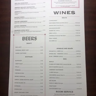 Drink menu