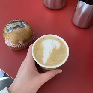 a cup of coffee and a muffin