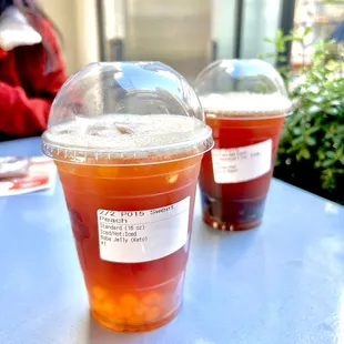 -Sweet Peach (Peach Black Tea) w/ Keto Boba -Watermelon Limencello Tea w/ Classic Boba
