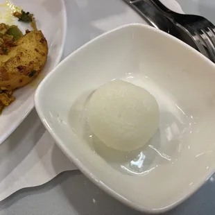 Lychee buffet dessert - supposedly made of squashed cottage cheese ...