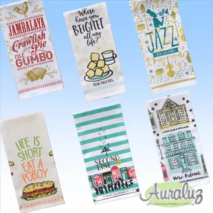 New Orleans themed kitchen towels at AURALUZ