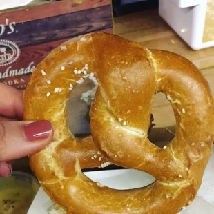 pretzel! comes 2 of these, plus a cheese sauce and mustard- great deal for $5!
