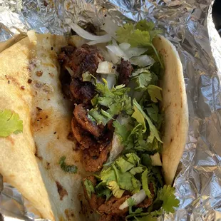 Carne ala mexicana with cilantro and onion