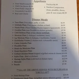 menu