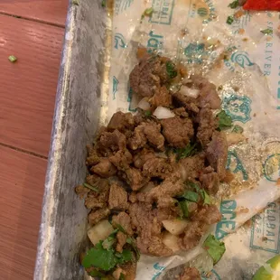 I normally eat whatever drops out of my tacos with a fork. But this place I just could not eat the rest of the meat. Would not recommend.