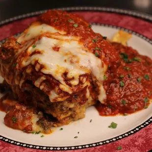 a plate of lasagna