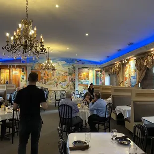 dining room with chandelier
