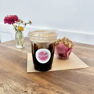 Piloncillo Pumpkin cold foam cold brew and apple streusel muffin
