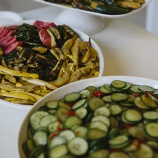 Grilled veggies and a cucumber salad