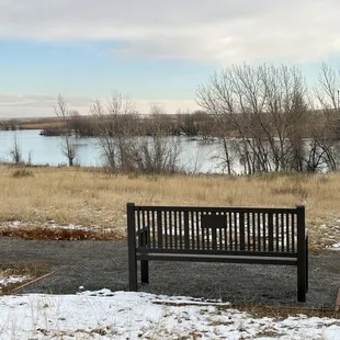 New bench along the retention pond trail.  Love this!