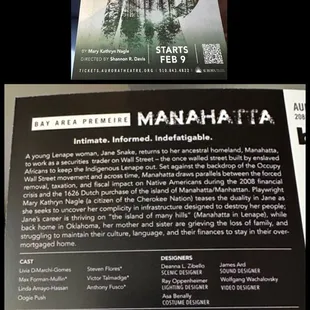 Manahatta by Mary Kathryn Nagle ~ Directed by Shannon R. Davis {2/25/2024}