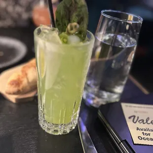 Yummy Basilica; gin, elderflower, cucumber, basil and something else