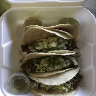 Carne asada tacos w/ green sauce