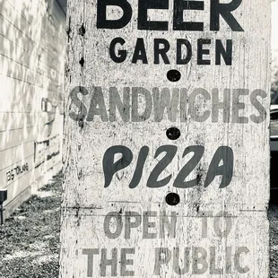 a sign for a beer garden