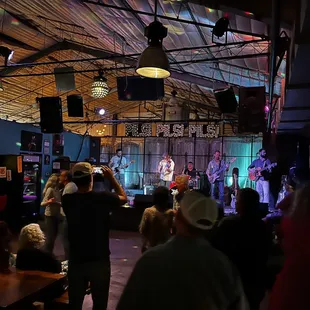 a band performing on stage