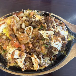 Mexican skillet after the eggs being being mixed in! Was truly outstanding! I will be ordering this one next time instead!