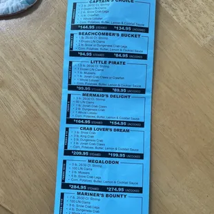 Steamer menu