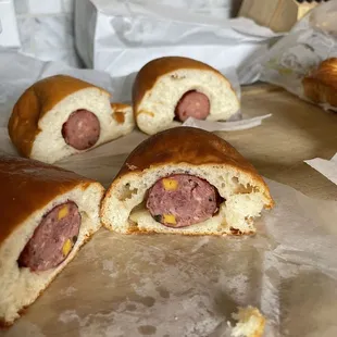Polish sausage kolache, venison sausage and cheese kolache.