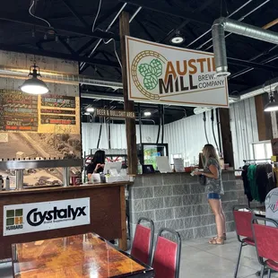 Bar and brewing area.