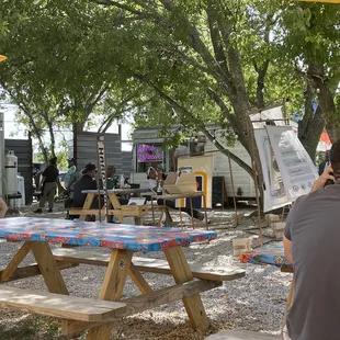 Patio with food truck
