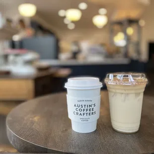 Seasonal pumpkin spice latte (hot) + Ripon fog (iced)