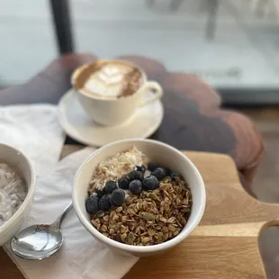 Greek yogurt bowl and a Ripon Fog tea!! Yummmmm
