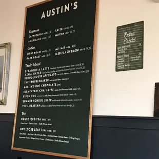 Menu as of February 2022