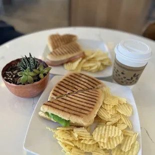 a sandwich and chips