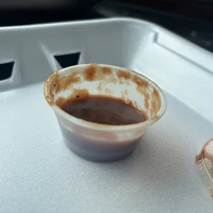 1/3 filled Bbq sauce
