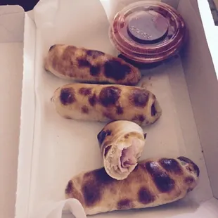 Ham and cheese pizza rolls! Very good.