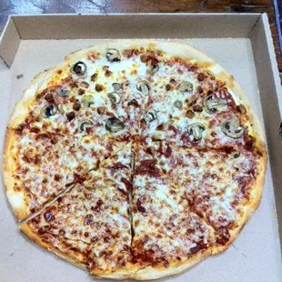 Pathetic pizza from Austin's Pizza, Southpark. Very few toppings.