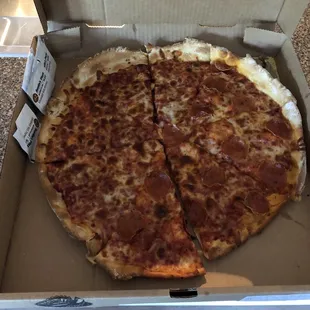 Large 1/2 pepperoni 1/2 cheese pizza