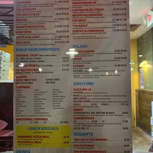 Full menu at the window.