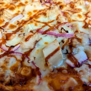 Close up of the BBQ Chicken Pizza