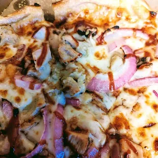 Close up of BBQ Chick Pizza