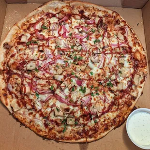 BBQ Chicken Pizza with Ranch dressing