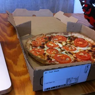 Roma and basil pizza. Mmmm