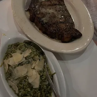 Ribeye and creamed spinach