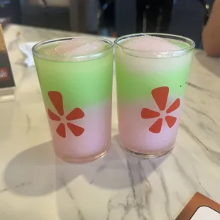 Sour green apple and strawberry daiquiri